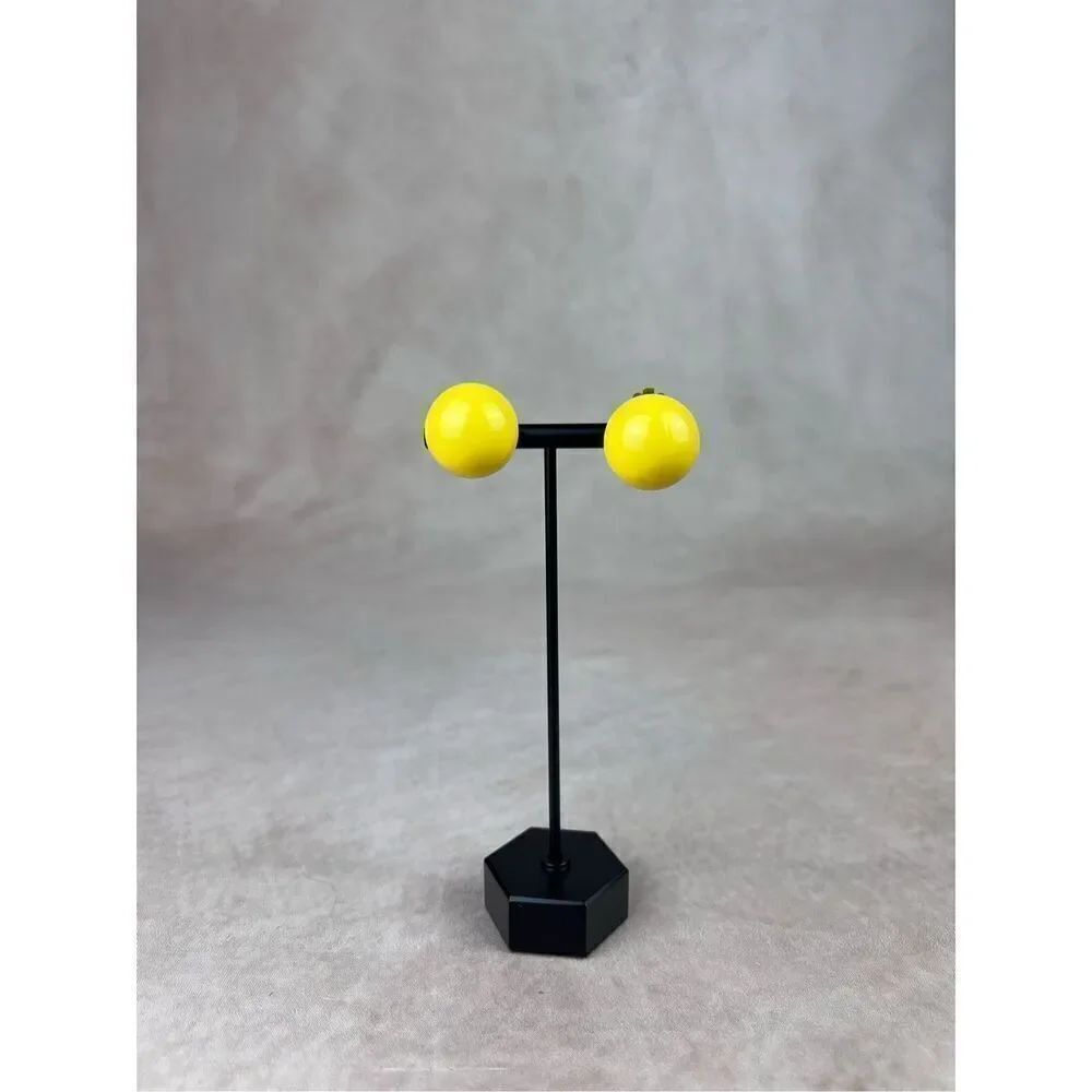 Vintage Yellow Lucite Clip Back Earrings